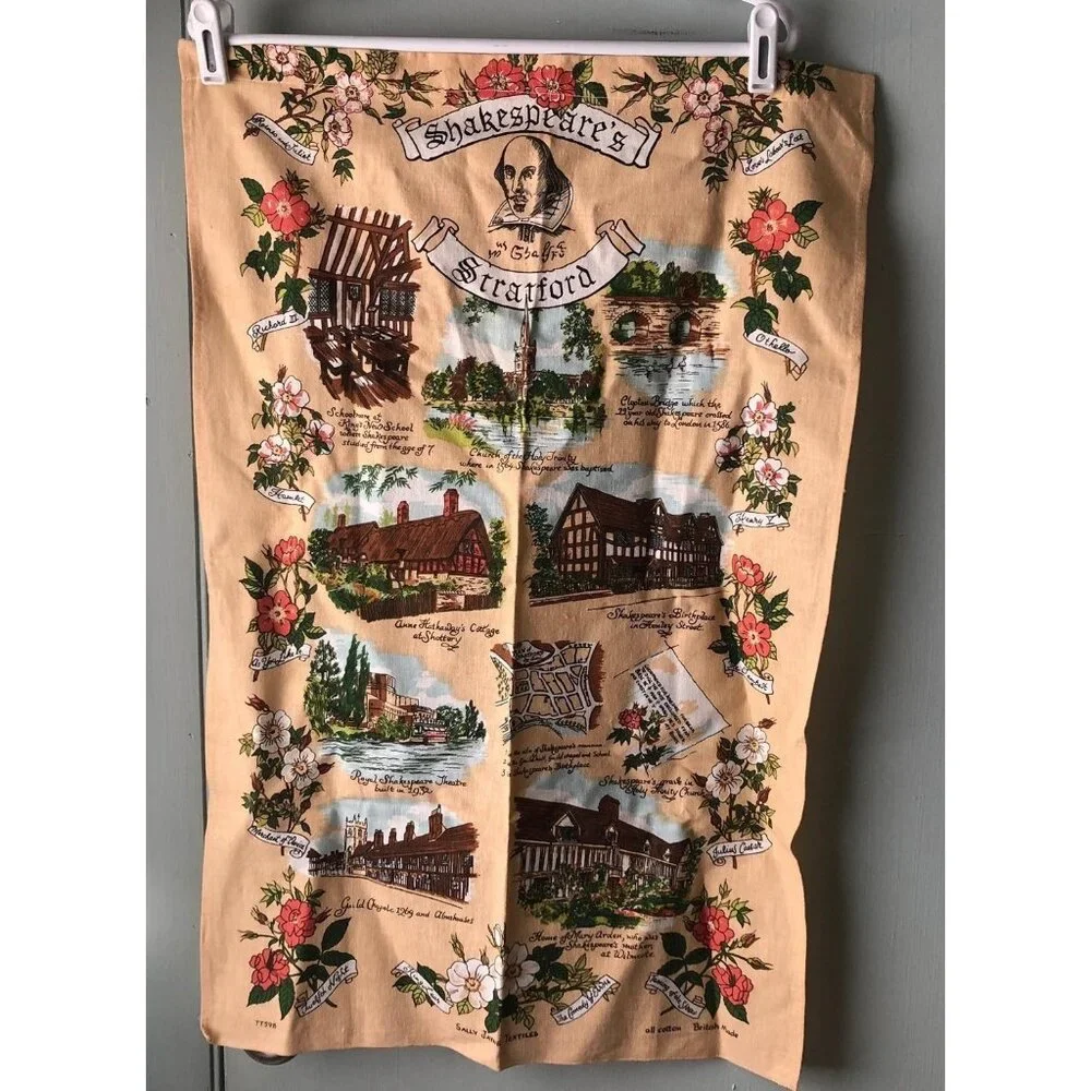 Shakespeare's Stratford Tea Towel British Souvenir Sally Jayne textiles